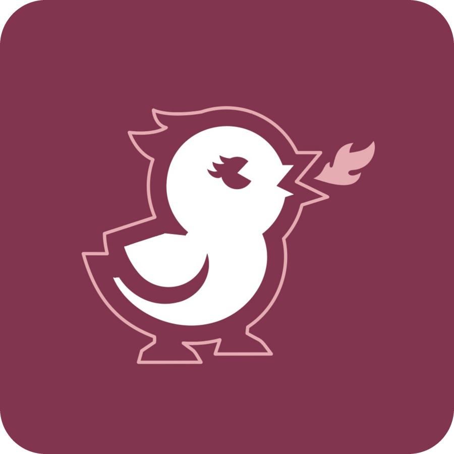Hot Chick mascot — a plump white chick with a pink outline